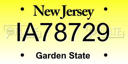 IA78729 New Jersey License Plate