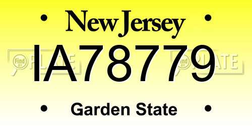 IA78779 New Jersey License Plate