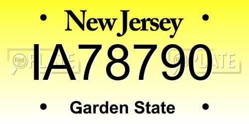 IA78790 New Jersey License Plate