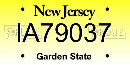 IA79037 New Jersey License Plate