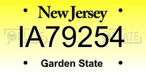 IA79254 New Jersey License Plate