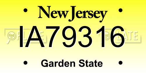 IA79316 New Jersey License Plate