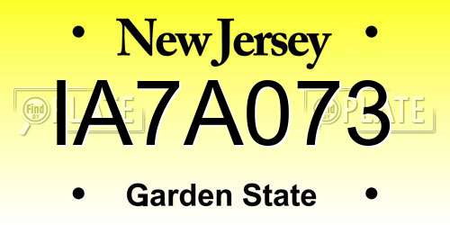 IA7A073 New Jersey License Plate