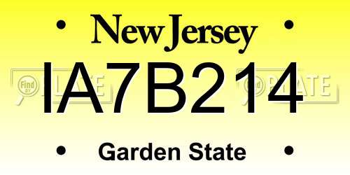 IA7B214 New Jersey License Plate