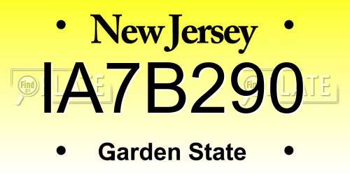 IA7B290 New Jersey License Plate