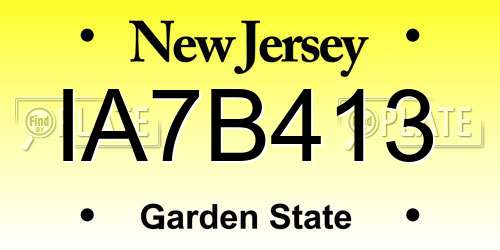 IA7B413 New Jersey License Plate