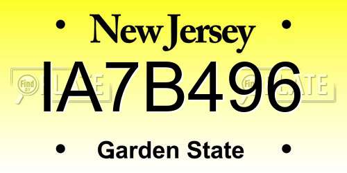IA7B496 New Jersey License Plate