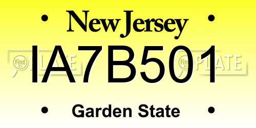 IA7B501 New Jersey License Plate