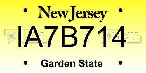 IA7B714 New Jersey License Plate