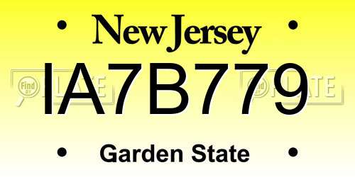 IA7B779 New Jersey License Plate