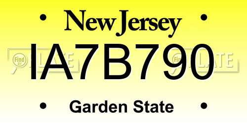 IA7B790 New Jersey License Plate