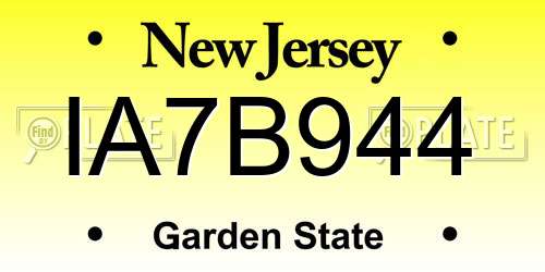 IA7B944 New Jersey License Plate