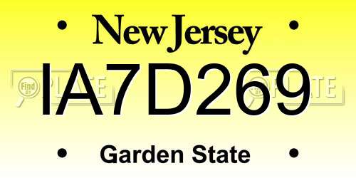 IA7D269 New Jersey License Plate