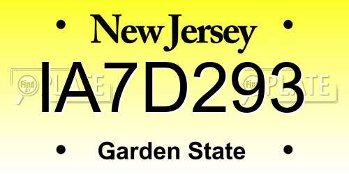 IA7D293 New Jersey License Plate