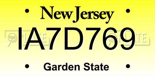IA7D769 New Jersey License Plate