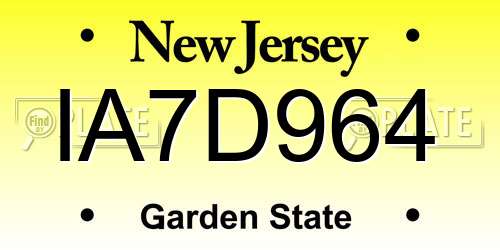 IA7D964 New Jersey License Plate