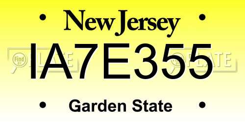 IA7E355 New Jersey License Plate