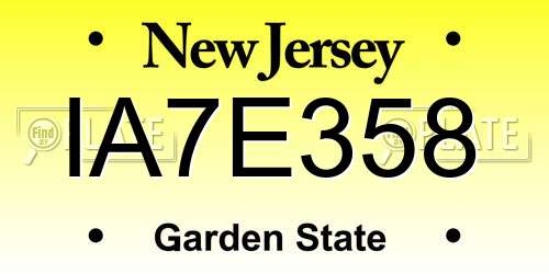 IA7E358 New Jersey License Plate