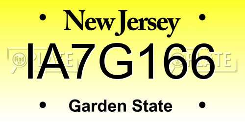 IA7G166 New Jersey License Plate
