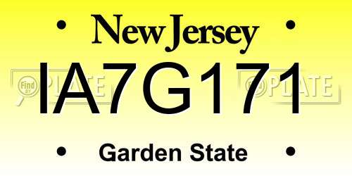 IA7G171 New Jersey License Plate