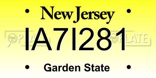IA7I281 New Jersey License Plate