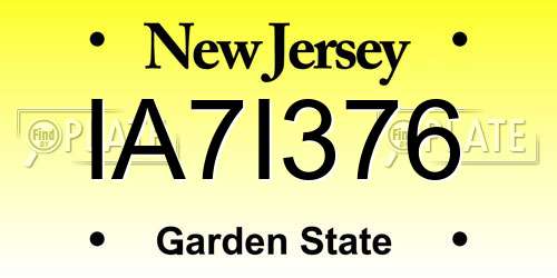 IA7I376 New Jersey License Plate