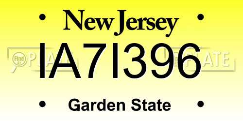 IA7I396 New Jersey License Plate