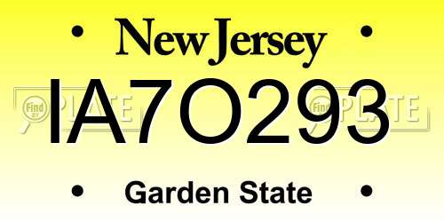 IA7O293 New Jersey License Plate