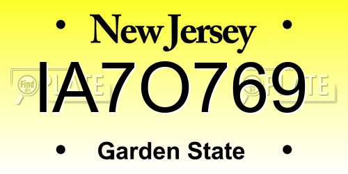 IA7O769 New Jersey License Plate