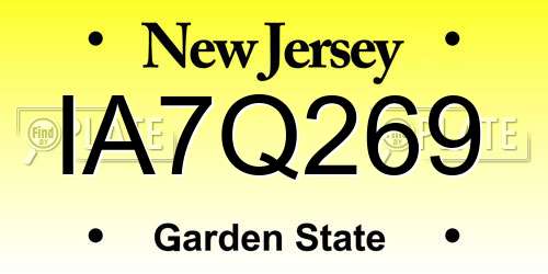 IA7Q269 New Jersey License Plate