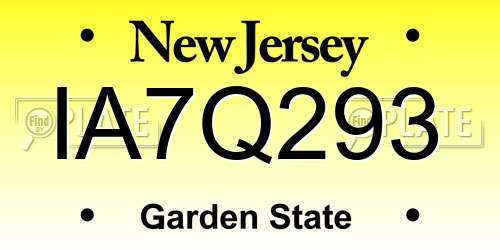 IA7Q293 New Jersey License Plate
