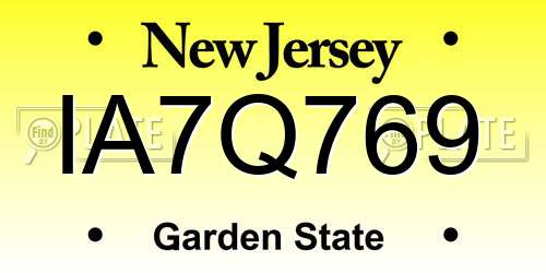IA7Q769 New Jersey License Plate