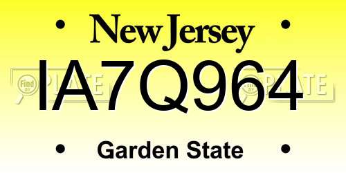 IA7Q964 New Jersey License Plate