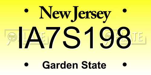 IA7S198 New Jersey License Plate