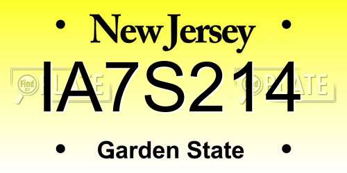 IA7S214 New Jersey License Plate