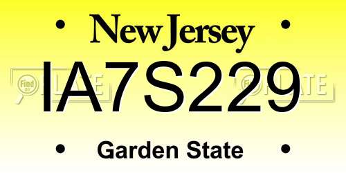IA7S229 New Jersey License Plate