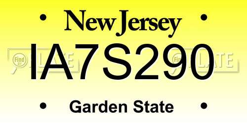 IA7S290 New Jersey License Plate