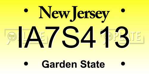 IA7S413 New Jersey License Plate
