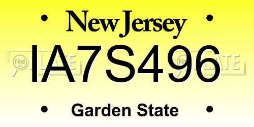 IA7S496 New Jersey License Plate