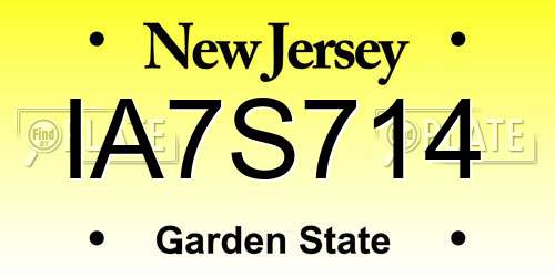 IA7S714 New Jersey License Plate
