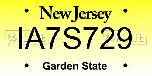 IA7S729 New Jersey License Plate