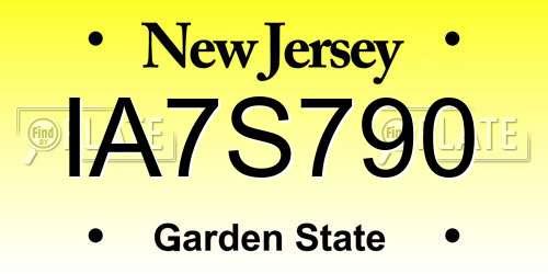 IA7S790 New Jersey License Plate