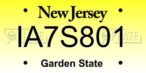 IA7S801 New Jersey License Plate