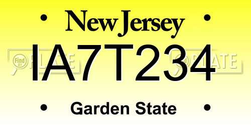IA7T234 New Jersey License Plate