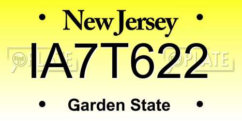 IA7T622 New Jersey License Plate