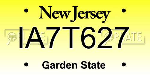 IA7T627 New Jersey License Plate