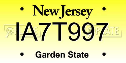 IA7T997 New Jersey License Plate
