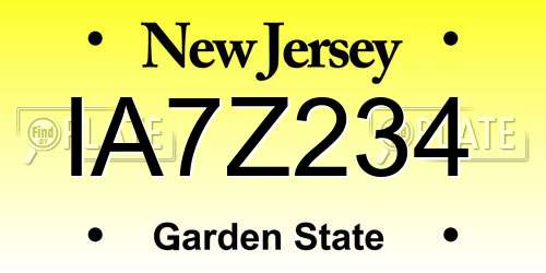 IA7Z234 New Jersey License Plate