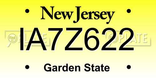 IA7Z622 New Jersey License Plate