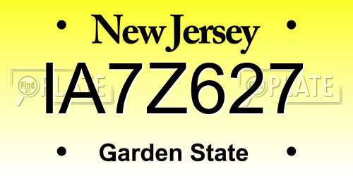IA7Z627 New Jersey License Plate